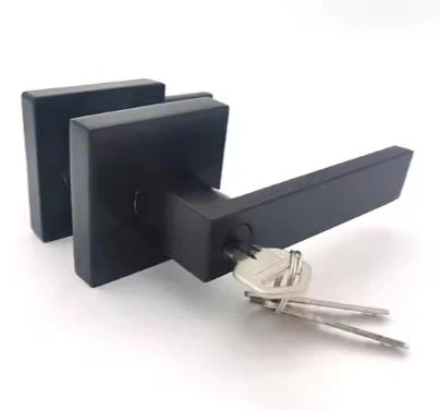 Чорні квадратні дверні ручки з замком